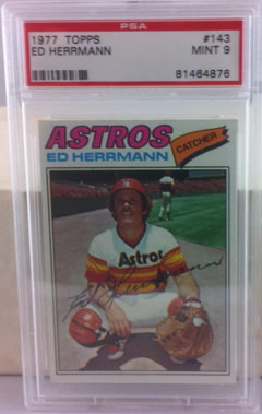 1977 Topps #143 Ed Herrmann Houston Astros PSA 9